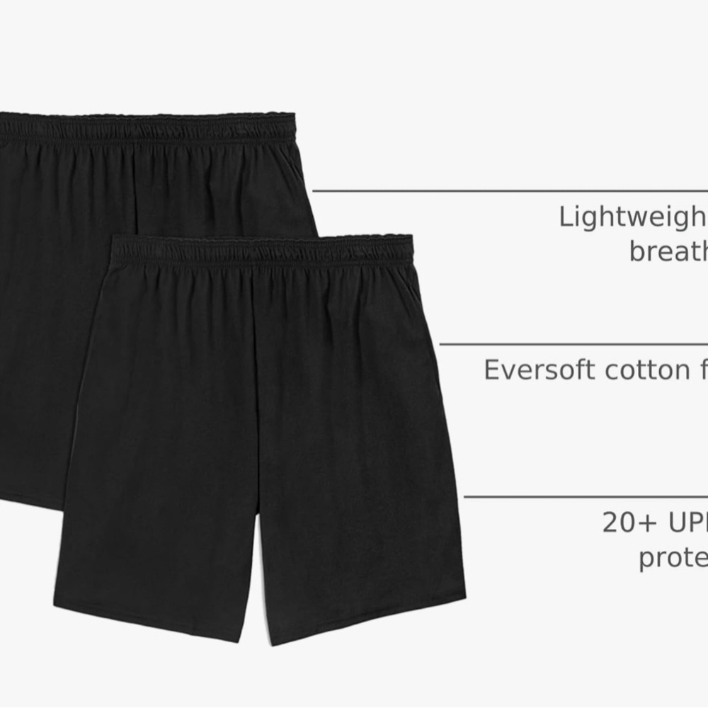 Fruit of the loom- ever soft Men's Charcoal Gray Shorts - 2 Pack medium NEW - Picture 2 of 6